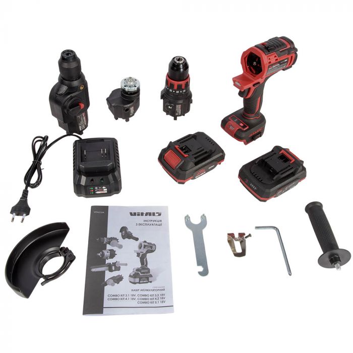 Набір акумуляторних інструментів Vitals Master COMBO KIT 3.1 18В модулі шурупокрута перфоратора шліфмашини акб 1х2А·год 1х4А·год ЗП кейс