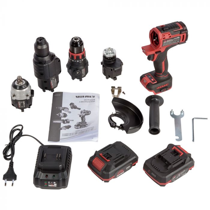 Набір акумуляторних інструментів Vitals Master COMBO KIT 4.2 18В модулі шурупокрута перфоратора гайковерта шліфмашини акб 1х2А·год 1х4А·год ЗП кейс