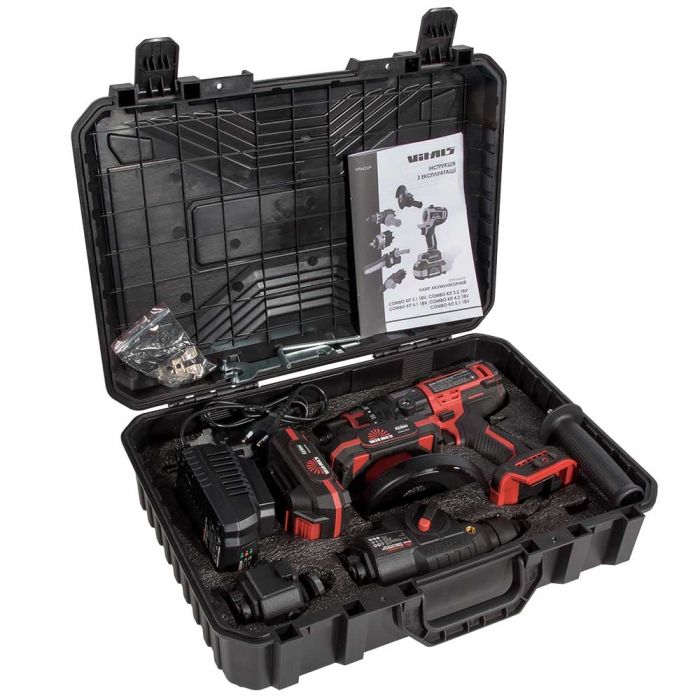 Набір акумуляторних інструментів Vitals Master COMBO KIT 4.2 18В модулі шурупокрута перфоратора гайковерта шліфмашини акб 1х2А·год 1х4А·год ЗП кейс