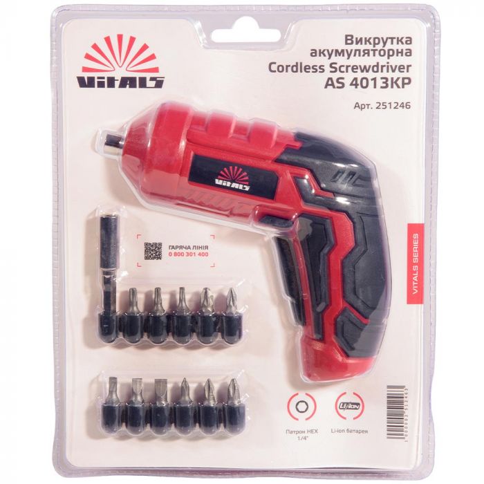 Викрутка акумуляторна Vitals AS 4013KP 4В 1.3А·год 3Нм 200об/хв 0.26кг
