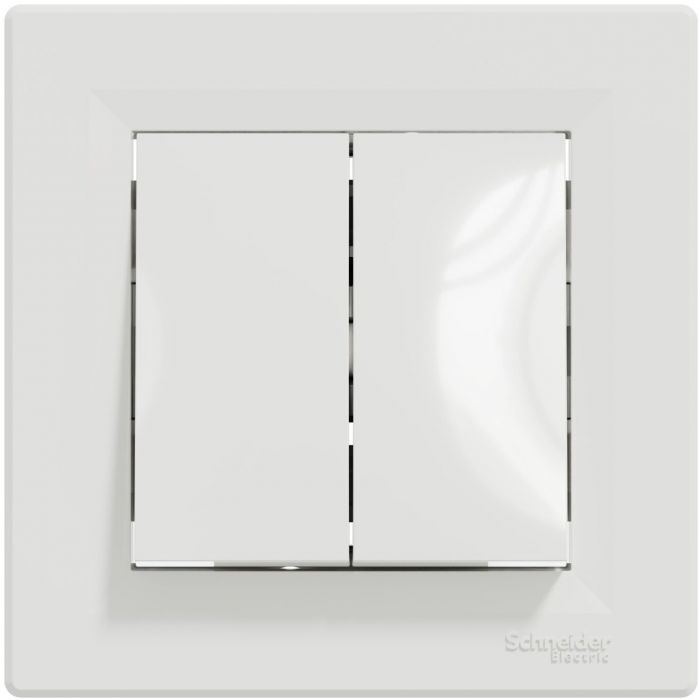 Вимикач 2-клавішний Schneider Electric, Asfora (білий, самозажимний)