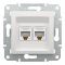 Розетка подвійна комп'ютерна RJ45 Schneider Electric, Asfora (білий, без рамки)