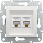 Розетка подвійна комп'ютерна RJ45 Schneider Electric, Asfora (білий, без рамки)
