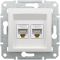 Розетка подвійна комп'ютерна RJ45 Schneider Electric, Asfora (білий, без рамки)