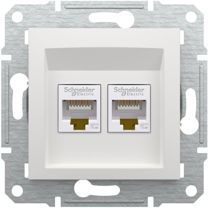 Розетка подвійна комп'ютерна RJ45 Schneider Electric, Asfora (білий, без рамки)