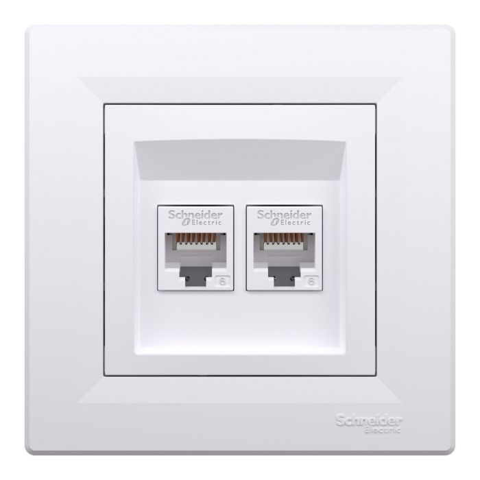 Розетка подвійна комп'ютерна rj45 Schneider Electric, Asfora (білий)