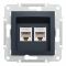 Розетка подвійна комп'ютерна RJ45 Schneider Electric, Asfora (антрацит, без рамки)