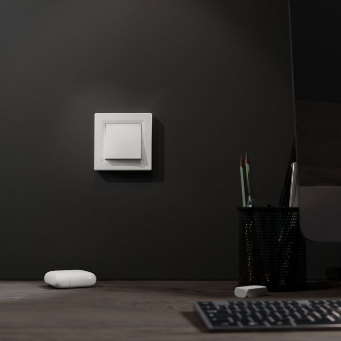 Перемикач 1-клавішний Schneider Electric, Asfora (білий, самозажимний)