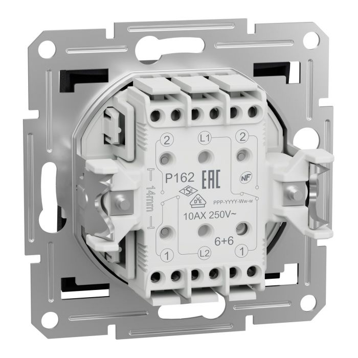 Перемикач 2-клавішний Schneider Electric, Asfora (антрацит, без рамки, самозажимний)