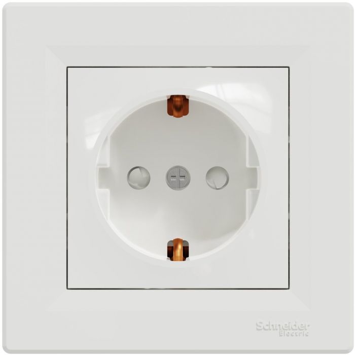 Розетка з з/к та захисними шторками Schneider Electric, Asfora (білий)