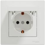 Розетка з з/к та кришкою Schneider Electric, Asfora (білий)