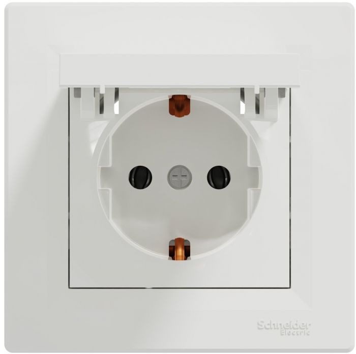 Розетка з з/к та кришкою Schneider Electric, Asfora (білий)