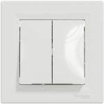 Перемикач 2-клавішний Schneider Electric, Asfora (білий, самозажимний)