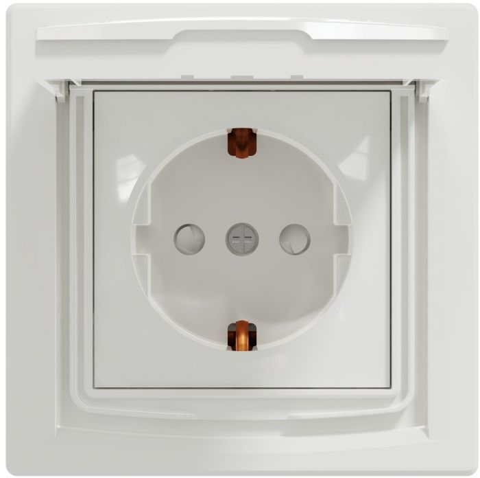 Розетка з кришкою з з/к та зі шторками Schneider Electric, Asfora (білий)