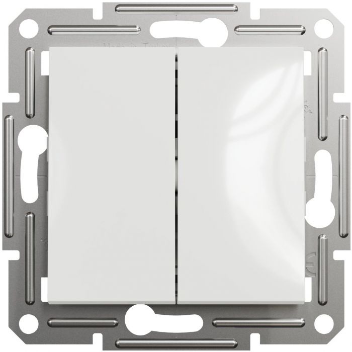 Перемикач 2-клавішний Schneider Electric, Asfora (білий, без рамки)