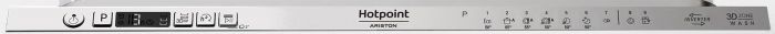 Посудомийна машина Hotpoint вбудована, 14компл., E, 60см, дисплей, інвертор, 3й кошик, білий