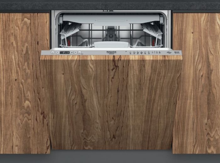 Посудомийна машина Hotpoint вбудована, 14компл., E, 60см, дисплей, інвертор, 3й кошик, білий
