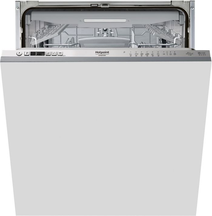 Посудомийна машина Hotpoint вбудована, 14компл., E, 60см, дисплей, інвертор, 3й кошик, білий