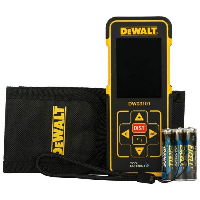 Далекомір лазерний DeWalt DW03101, 0-100м, C ± 0.15 мм/м, 2AАA, IP54, 0.28кг червоний