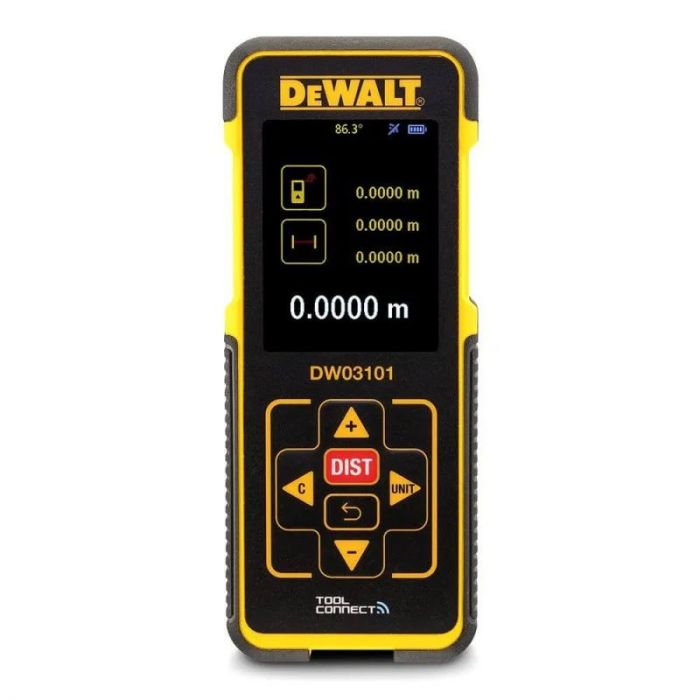 Далекомір лазерний DeWalt DW03101, 0-100м, C ± 0.15 мм/м, 2AАA, IP54, 0.28кг червоний