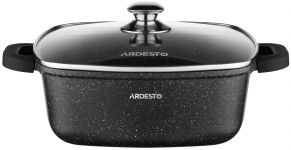 Каструля зі скляною кришкою ARDESTO Gemini Piemonte, 6.5л, алюміній, квадратна, чорний