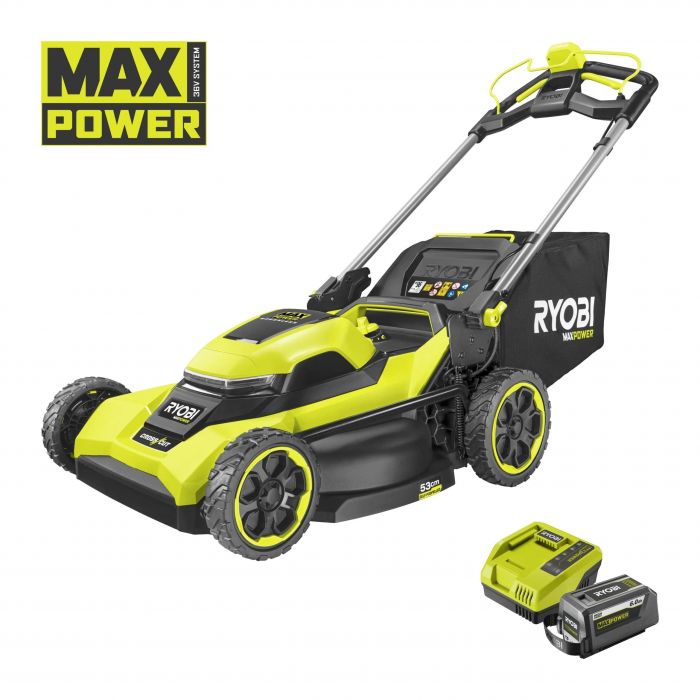 Газонокосарка акумуляторна Ryobi Max Power RY36LMXSP53B-160 36В акб 1х6А·год 53см 68л 25-100мм самохідна 30кг