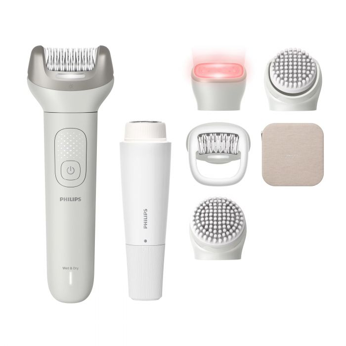 Епілятор Philips Series 9900 Skin LED дисковий, аккумул., пінцет.-32, волог.+сух., насадок-5, для обличчя, тілом; чохол, білий