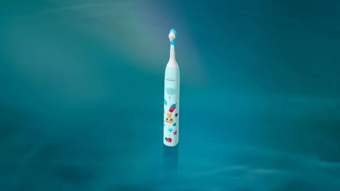 Щітка зубна електр. Philips, Sonicare For Kids, насадок-2, Bluetooth, наліпки, блакитний