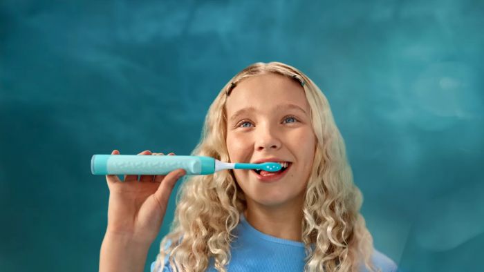 Щітка зубна електр. Philips, Sonicare For Kids Smart, насадок-1, 2 режими, наліпки, блакитний