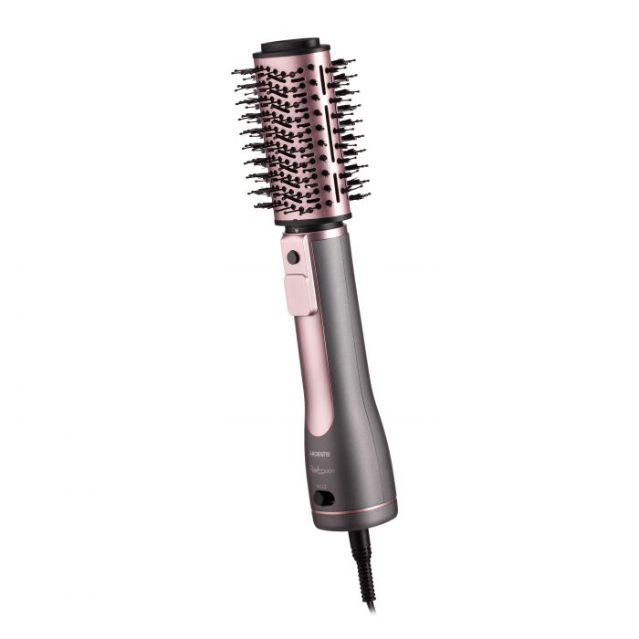 Фен-щітка Ardesto  Brush Pink Touch, 1200Вт, 2 швидкості, 2 темп. режими, LED-дісплей, функція іонізації , 4 насадки, сірий+ рожевий