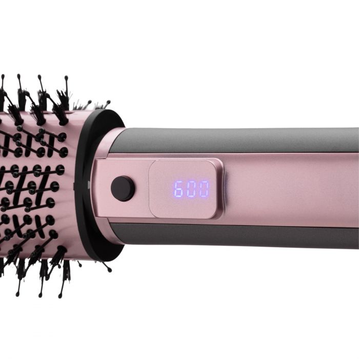 Фен-щітка Ardesto  Brush Pink Touch, 1200Вт, 2 швидкості, 2 темп. режими, LED-дісплей, функція іонізації , 4 насадки, сірий+ рожевий