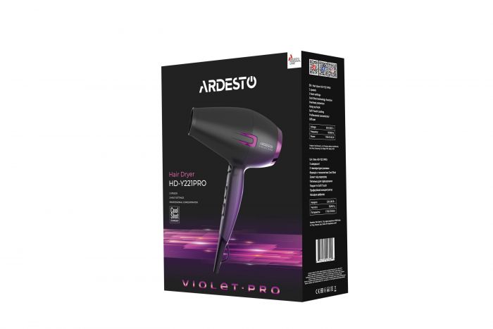 Фен Ardesto HD-Y221PRO / 1750-2100Вт/2 швидкості/ 3темп.режима/дифузор/чорний