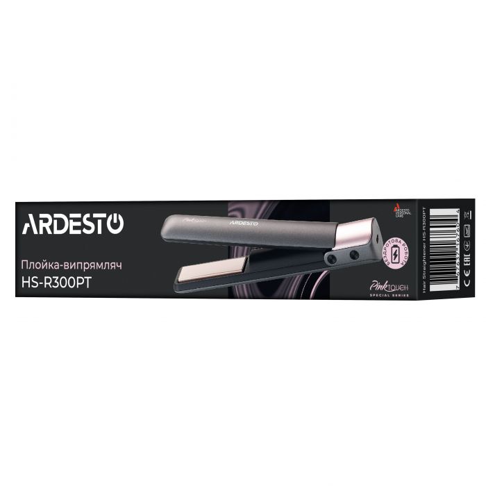 Випрямляч Ardesto Pink Touch, 50Вт, 160-200C, аккумуляторний, кераміка, сірий+рожевий