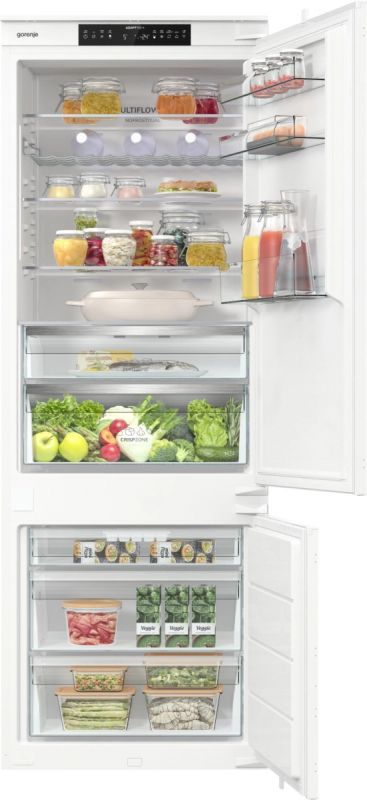 Холодильник Gorenje вбудований з нижн. мороз., 194x69x55см, 2 двері,336(66)л, А++, NF+, Зона св-ті, Диспл, Wi-Fi, Біли