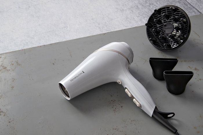 Фен Remington HydraLuxe, 2300Вт, 3 режими, дифузор, іоніз-я, хол. обдув, білий