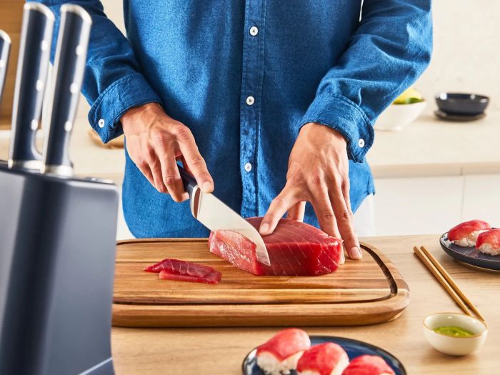 Набір ножів Tefal EverSharp Pro, з блоком, 6предметів, нержавіюча сталь, синій