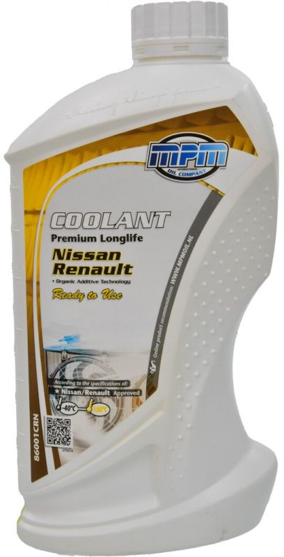 Антифриз MPM Premium Longlife Renault/Nissan  жовтий -40°C 1л (86001CRN)