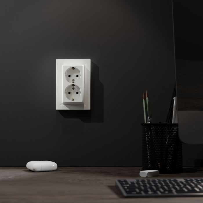 Розетка подвійна з з/к Schneider Electric, Asfora (білий)