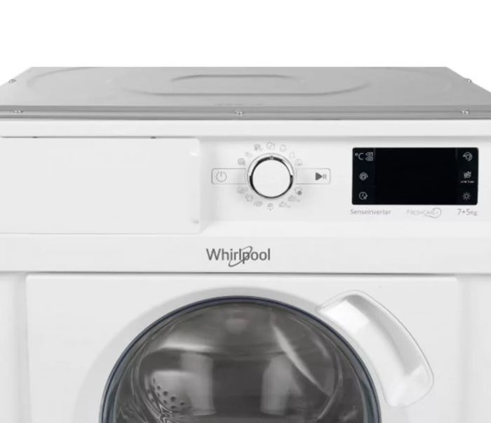 Прально-сушильна машина Whirlpool вбудована фронтальна, 7(5)кг, 1400, C, 60см, дисплей, пара, інвертор, білий
