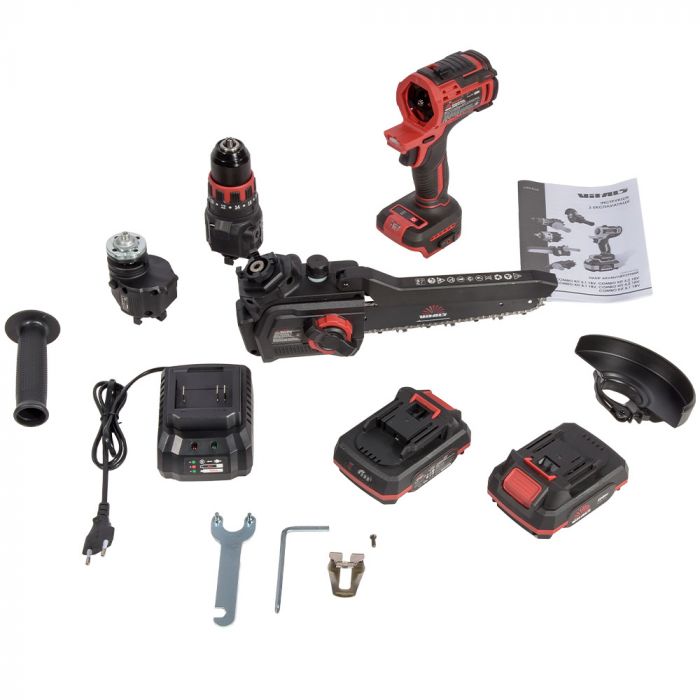 Набір акумуляторних інструментів Vitals Master COMBO KIT 3.2 18В модулі шурупокрута пилки ланцюгової шліфмашини акб 1х2А·год 1х4А·год ЗП кейс