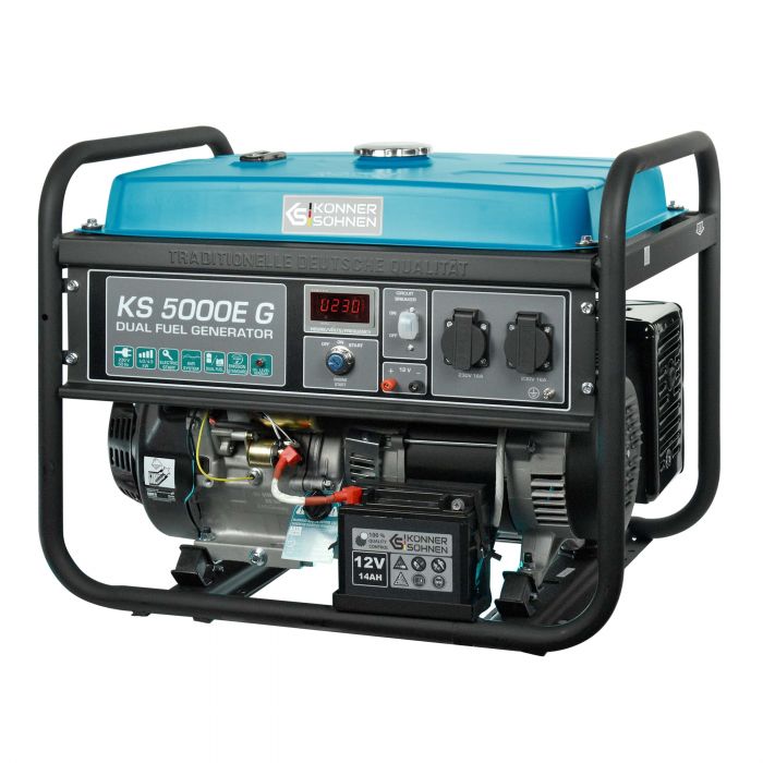 Генератор газобензиновий Konner&Sohnen KS 5000E G, 230В, 4.5кВт, електростартер, 77.0кг