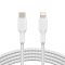 Кабель Belkin USB-C > Lightning заряджання/синхронізації 30Вт PD, 2м, плетений, білий