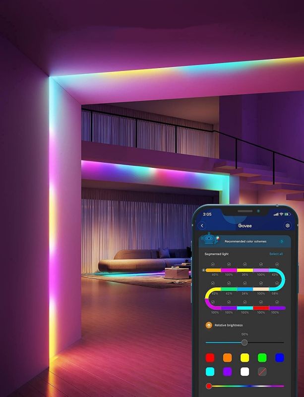 Стрічка світлодіодна розумна Govee H612C Strip Light S With Protective Coating, 10м, RGBICW, WI-FI/Bluetooth, білий