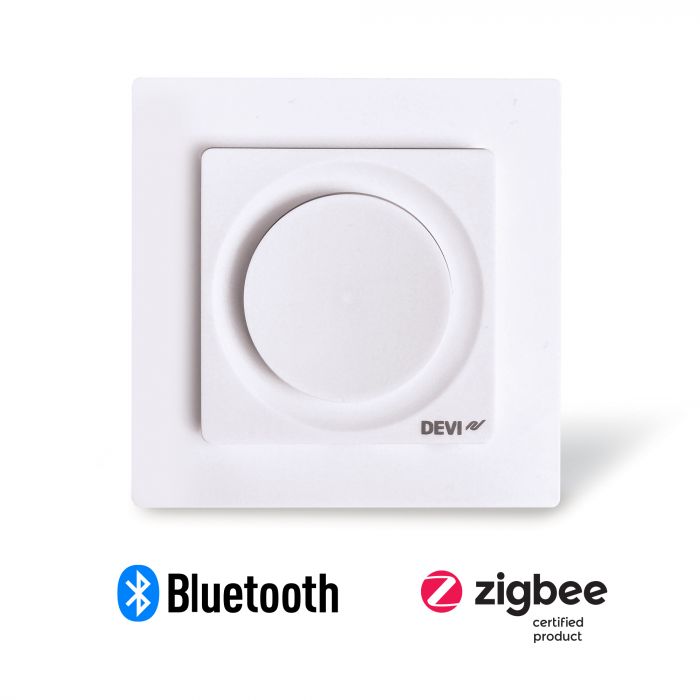 Терморегулятор Devi Devireg Display 3...35 °C для теплої підлоги електронний Bluetooth Zigbee вбудований дротовий датчик 16A 230В білий