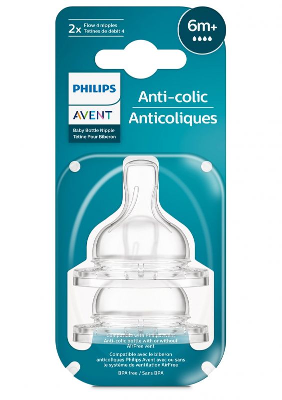 Соска Avent Anti-Colic 6міс+, силіконова, швидкий потік, 2шт
