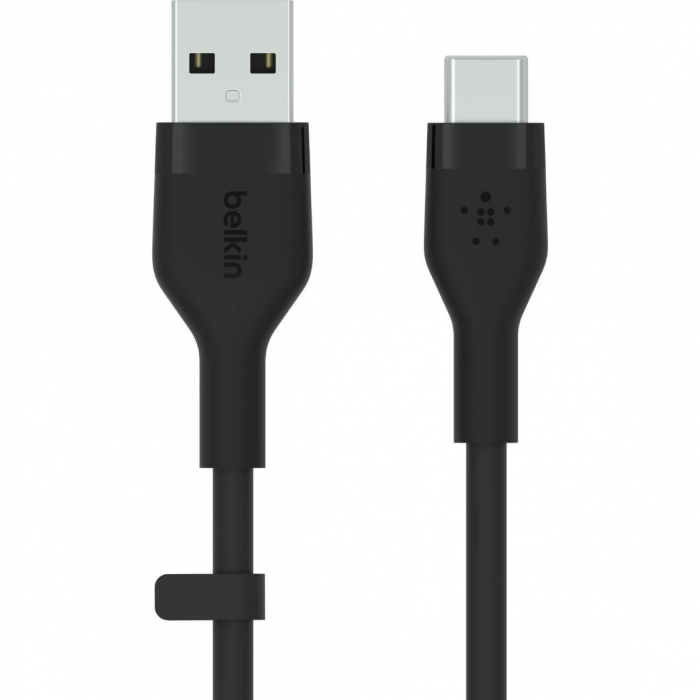 Кабель USB-A > USB-C заряджання/синхронізації Belkin 1м, 60Вт, Type-C, силіконовий з кліпсою, чорний