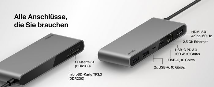 Хаб Belkin USB-C 8в1 Ethernet Multiport Dock