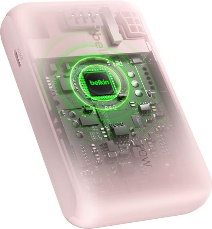 Акумулятор портативний літій-іонний Power Bank Belkin 10000мА·год, 20Вт, з інтегрованим кабелем USB-C, рожевий