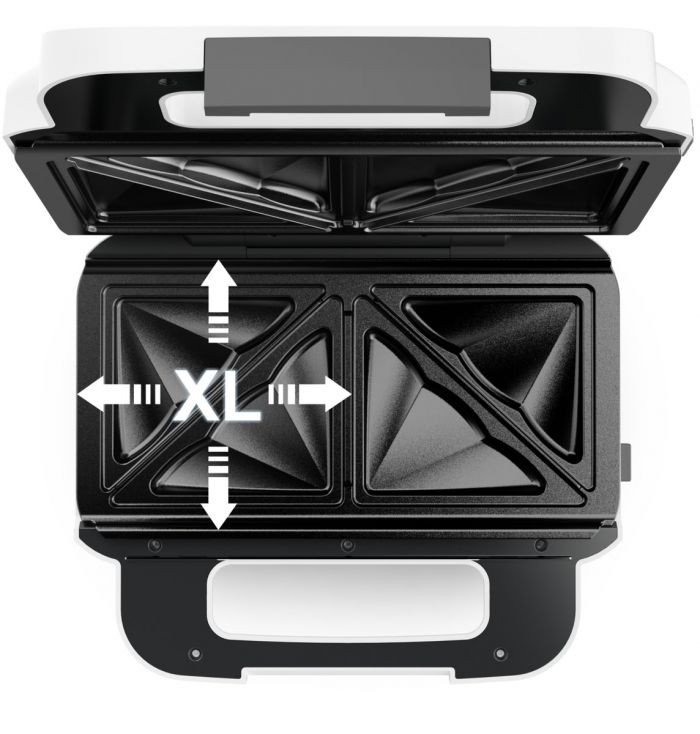 Мультимейкер Tefal Snack XL 850Вт, тефлон, 3 пластини, корпус-пластик, біло-чорний