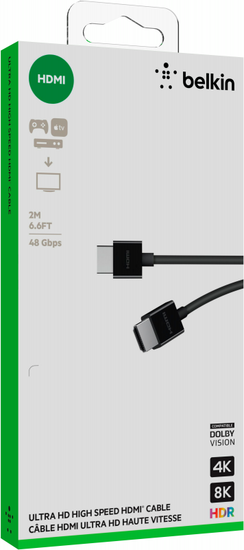 Кабель HDMI (M/M) Belkin 2м, 2.1, High Speed Ethernet, чорний